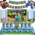 thumbnail image 2 of Miner Crafting-Juego de píxeles, suministros para fiestas, vasos y platos desechables, globo 3D, decoración de cumpleaños para niños, regalo para Baby Shower, 2 of 4