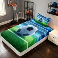 thumbnail image 2 of Manfei Sport Soccer Twin Fitted Sheet, Football Field Bedding, Green NavyWhite 2-Piece, 1 Fitted Sheet and 1 Pillowcase, 2 of 6