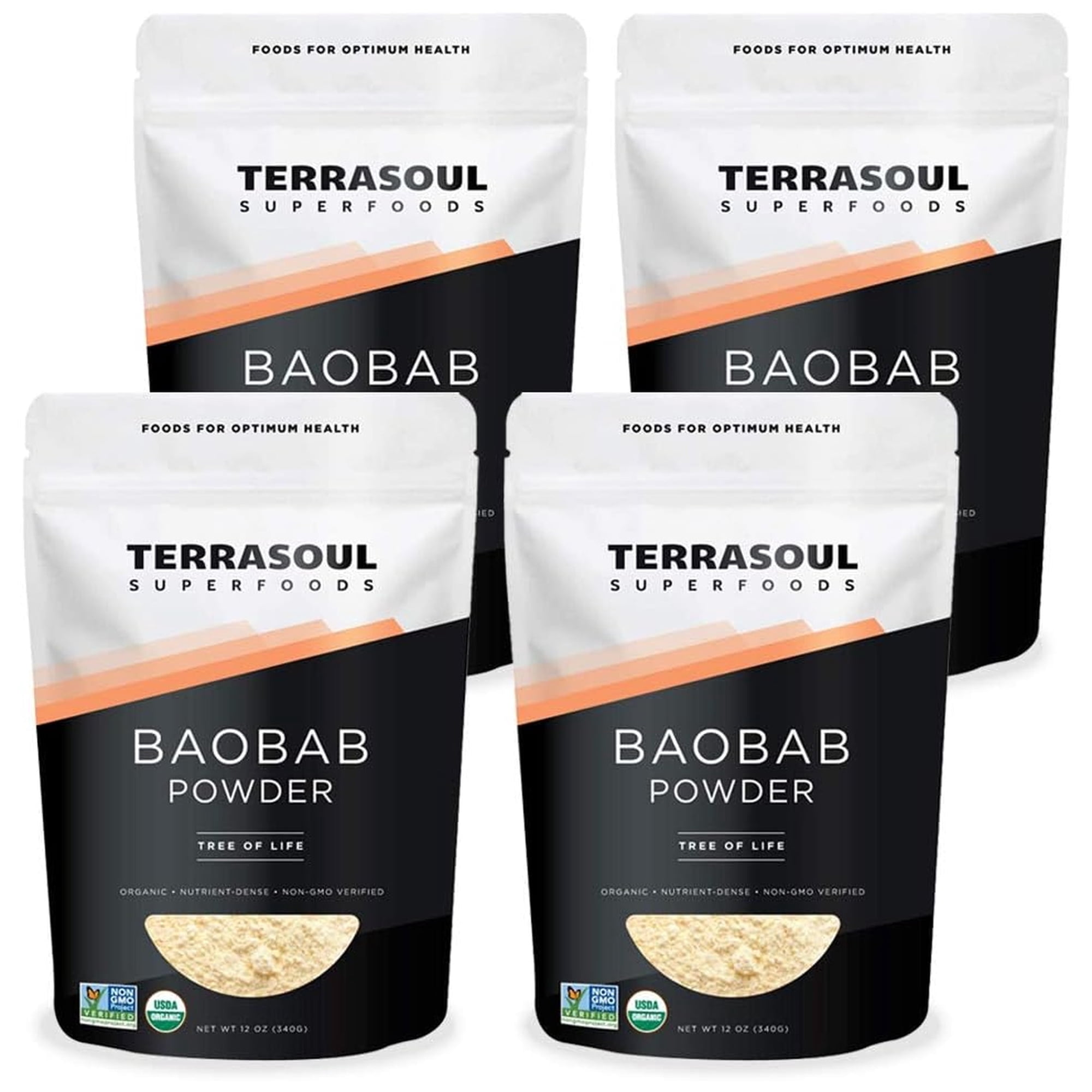 Terrasoul Superfoods Organic Baobab Fruit Powder, 3 Lbs (12 Oz 4-Pack) - Vitamin C | Antioxidants