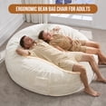 thumbnail image 4 of Hobestluk 6ft Bean Bag Chairs for Adults Large Beanbag Chair with Plush Faux Fur Cover for Living Room Bedroom Dorm Office - White (70" x 70" x 15"), 4 of 9