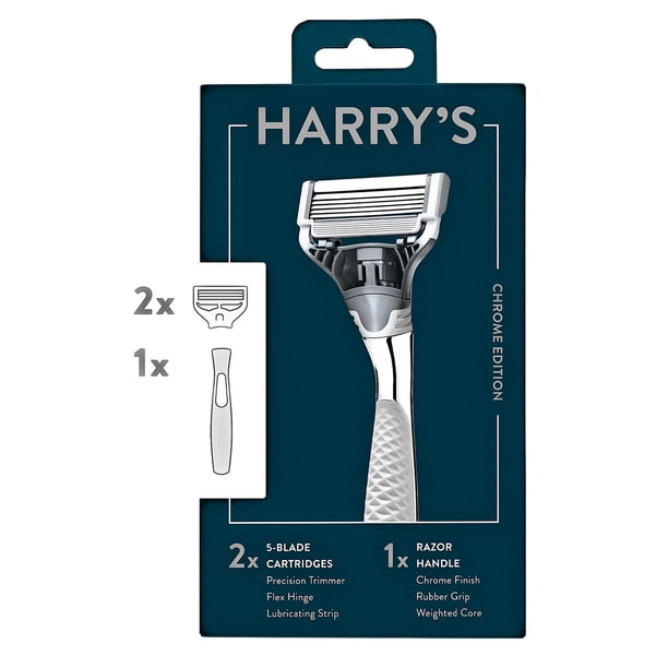 Harry’s Harry's Cuchilla de afeitar con 2 cartuchos de hoja, edición cromada
