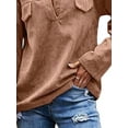 thumbnail image 4 of FASHIONWT Women Pockets Henley Tops Long Sleeve Pullover Corduroy Blouse, 4 of 4