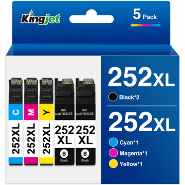 252XL Ink for Epson 252 Ink for Epson 252XL Ink Cartridges (2 Black Cyan Magenta Yellow, 5 Pack)