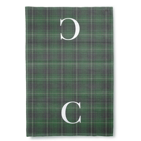 Personalization Mall Christmas Plaid Waffle Weave Kitchen Towel Green Plaid C