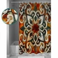 thumbnail image 3 of Small Stall Shower Curtain 48x72 Inch Narrow Half Size Burnt Orange Green Bath Curtains Bathroom Decor Vintage Abstract Flowers Waterproof Fabric Shower Curtain Set with Hooks 48 Inch, 3 of 6