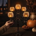 thumbnail image 6 of Halloween Candelabra Holder 12 Inch, 5 Light Pumpkin Tea Light Holder, Rustic Gothic Metal Candle Stand for Dining Table, Halloween Decorations, 6 of 8