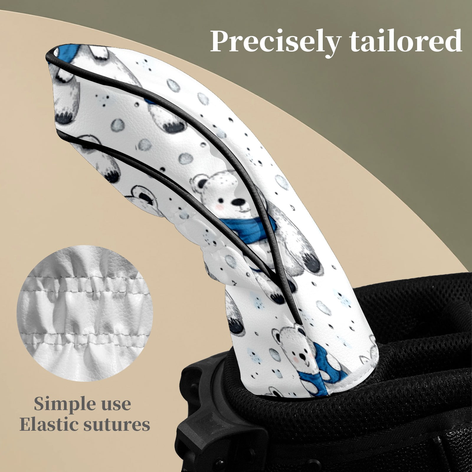 Golf Club Head Covers White Bear Premium Plush Velvet Lining, Waterproof Golf Headcovers Driver & Fairway Woods for Scratch Protection Novelty Gift for Men & Women