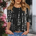 thumbnail image 4 of GERsome Womens Short Sleeve T-Shirts, Trendy 3/4 Ruffle Sleeve Crew Neck Floral Shirts Summer Loose Fit Business Casual Dressy Work Shirts, Sizes S-3XL, 4 of 7
