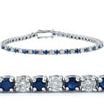 thumbnail image 1 of 5ct TW Natural Blue Sapphire & Diamond Genuine Tennis Bracelet 14K White Gold, 1 of 2