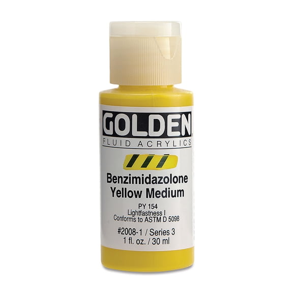 Golden Fluid Acrylics - Benzimidazolone Yellow Medium, 1 oz