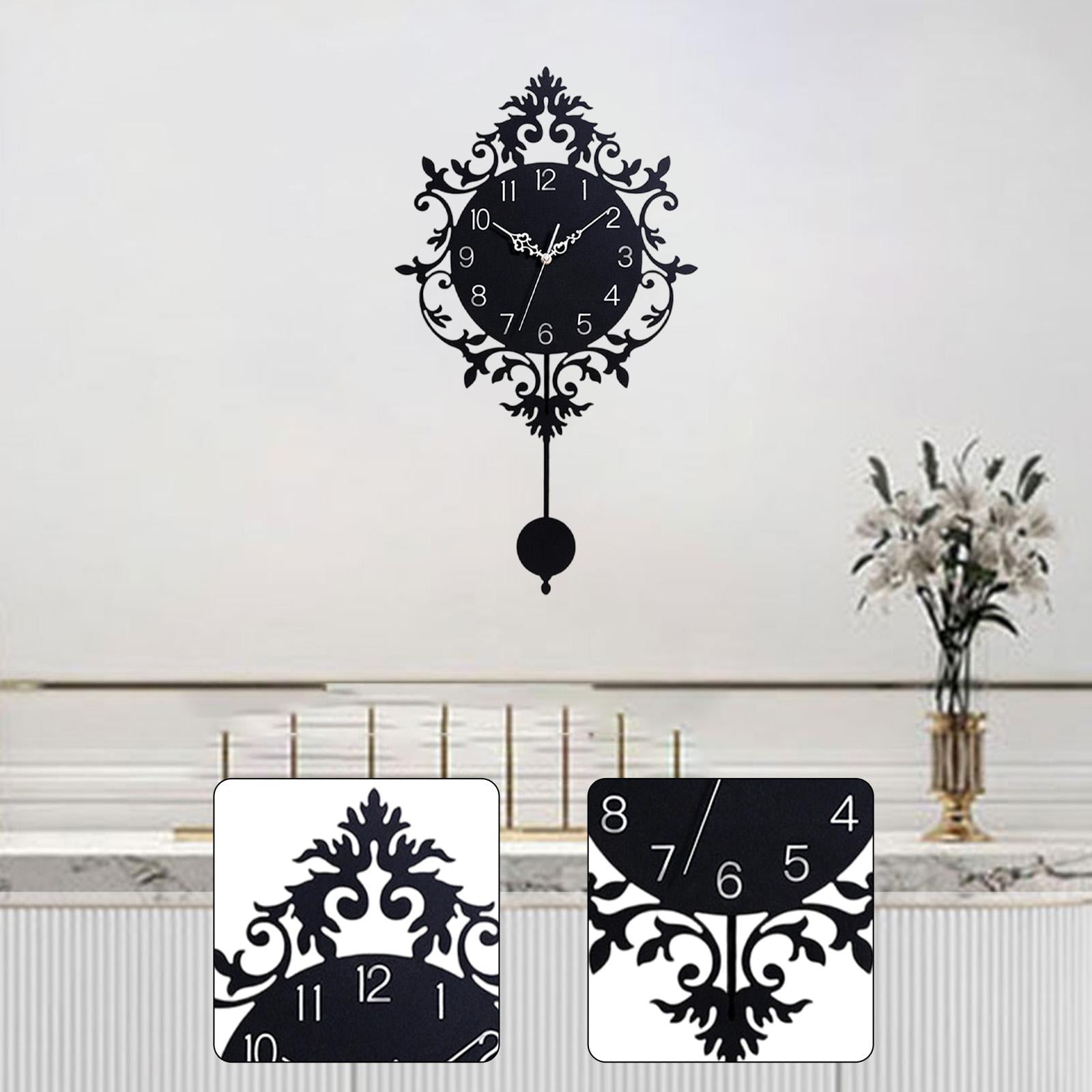 Wall Hanging Clock Round Wall Clock with Pendulum Ornament Acrylic Smooth Surface for Modern Nursery Kids Room