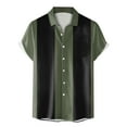 thumbnail image 4 of MQLKF Mens Vintage Bowling Shirts 1950s Casual Short Sleeve Button Up Contrast Shirt Summer Color Block Cuban Shirts Fashionable Handsome Breathable Men's Shirt Top, 4 of 4