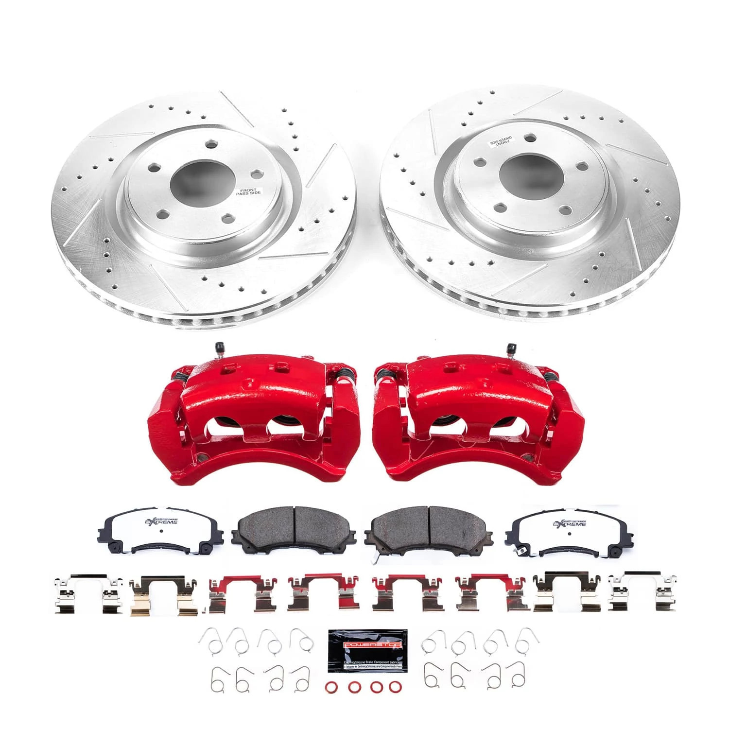 PowerStop Front Z26 Street Warrior Brake Pad and Rotor Kit with Red Powder Coated Calipers Fits: NISSAN Select Models KC7034-26