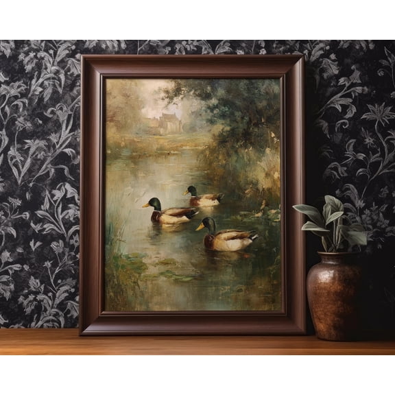 Mallard Duck Poster Print Duck Hunting Wall Art Vintage Rustic Farm House Lake Wall Decor Duck Hunter Matte Poster UNFRAMED Poster, Wall Art for Decor, Present, 8x12