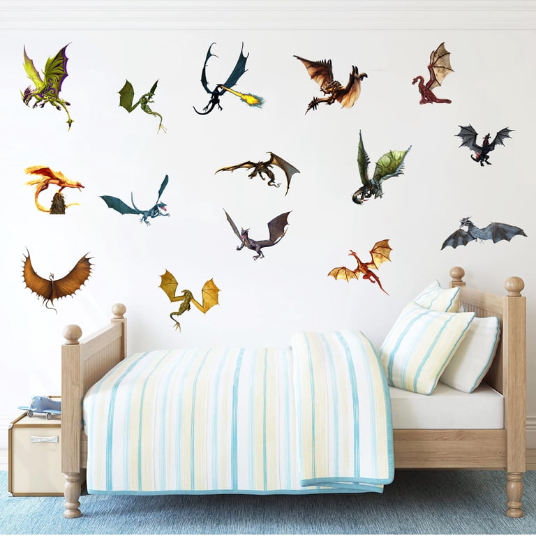 Removable 3D Dinosaur Wall Decals - Peel & Stick Watercolor Mural For Kids' Room