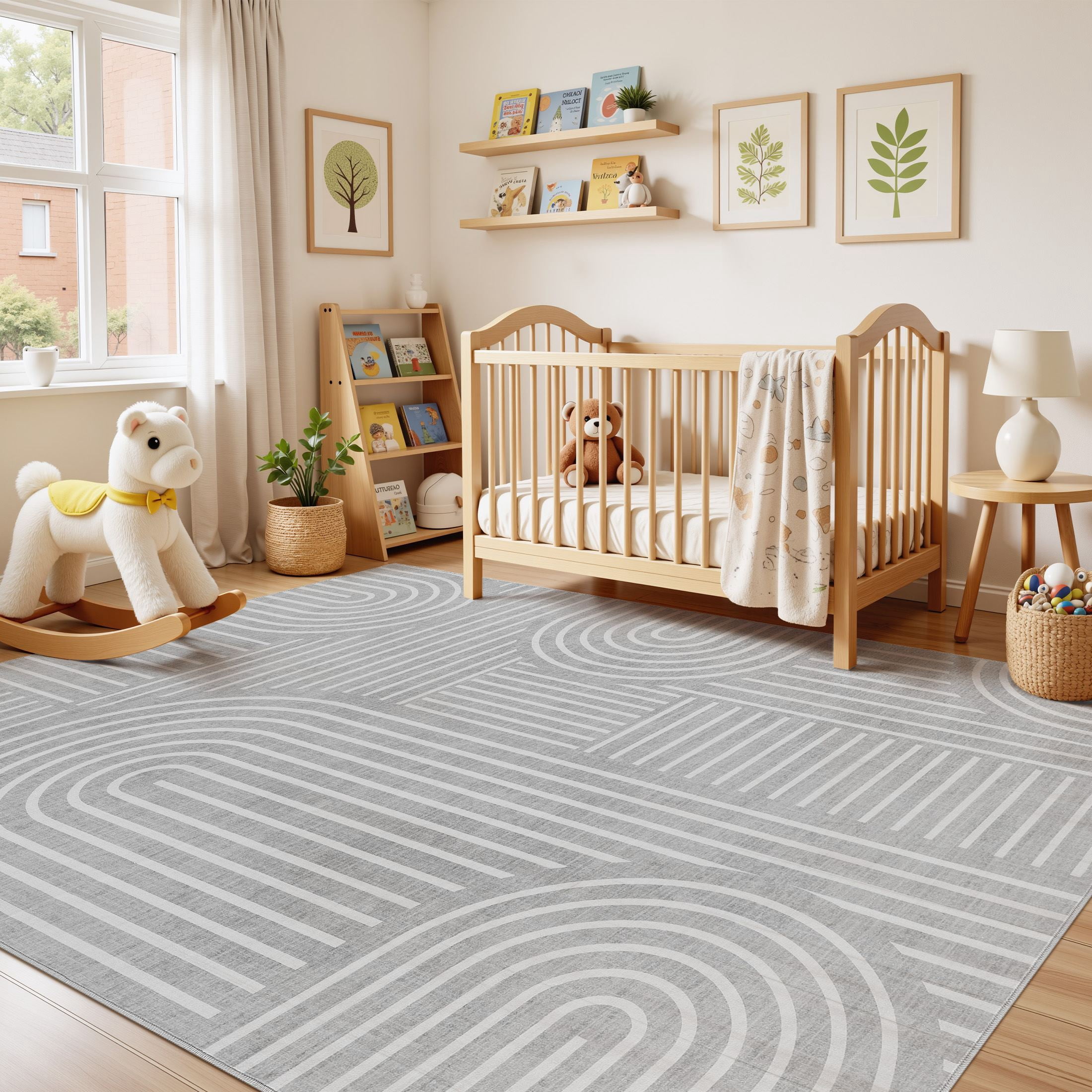 MICGEEK 9'x12' Area Rugs for Living Room, Washable Non-slip Soft Indoor Modern Boho Rug for Bedroom Dining Room Office Home Decor Carpet,Gray