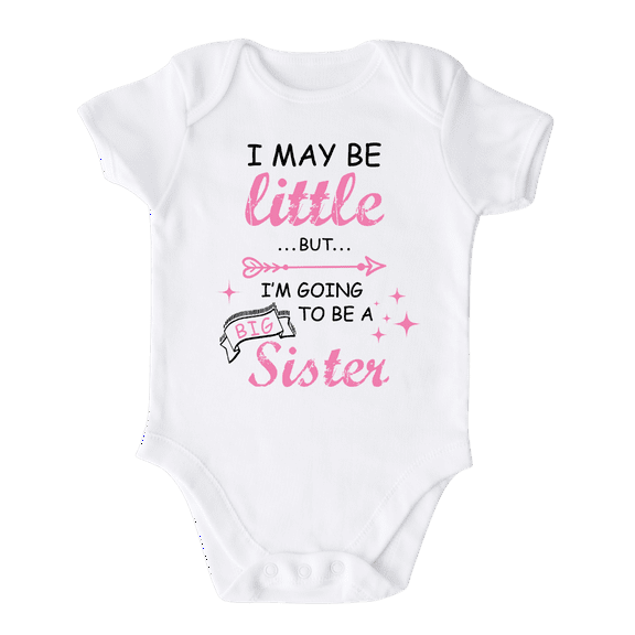 Big Sister Baby Bodysuit Cute Sister Announcement for Pregnancy Reveal 18m White
