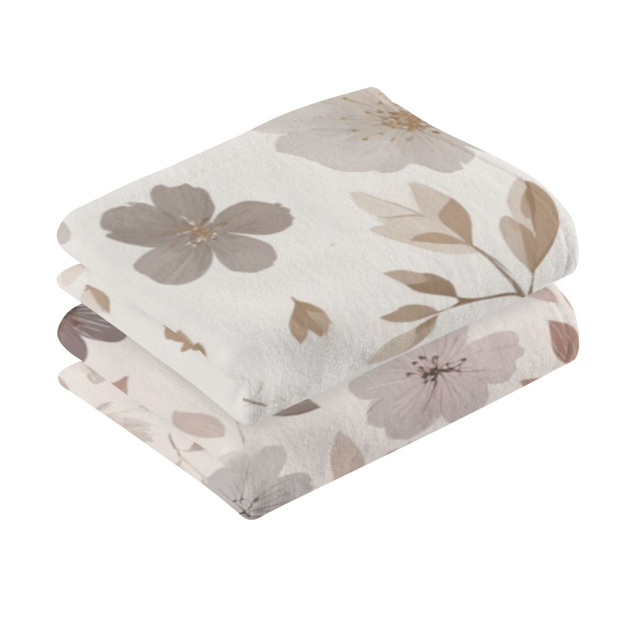 2-Pack Soft 100% Cotton & Highly Absorbent Bath Towel 2 Defferent Pattern Designs Small Flowers and Leaves Scattered Across The Canvas
