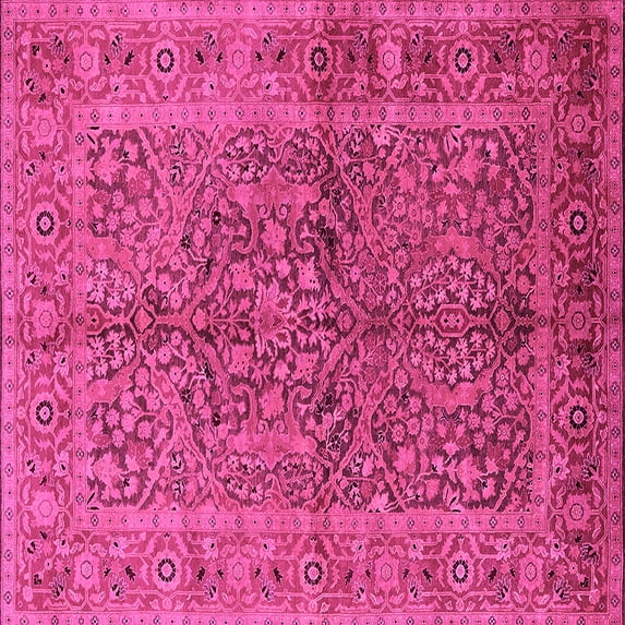 Ahgly Company Indoor Square Oriental Pink Industrial Area Rugs, 5' Square