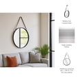 thumbnail image 6 of Round Hanging Mirror with Leather Strap for Bedroom and Decorative Wall Use - Modern Design Home Accent for Hallway, Entryway, Living Room - Ideal for Dorm Rooms or Bathroom Spaces - 28", Black, 6 of 12