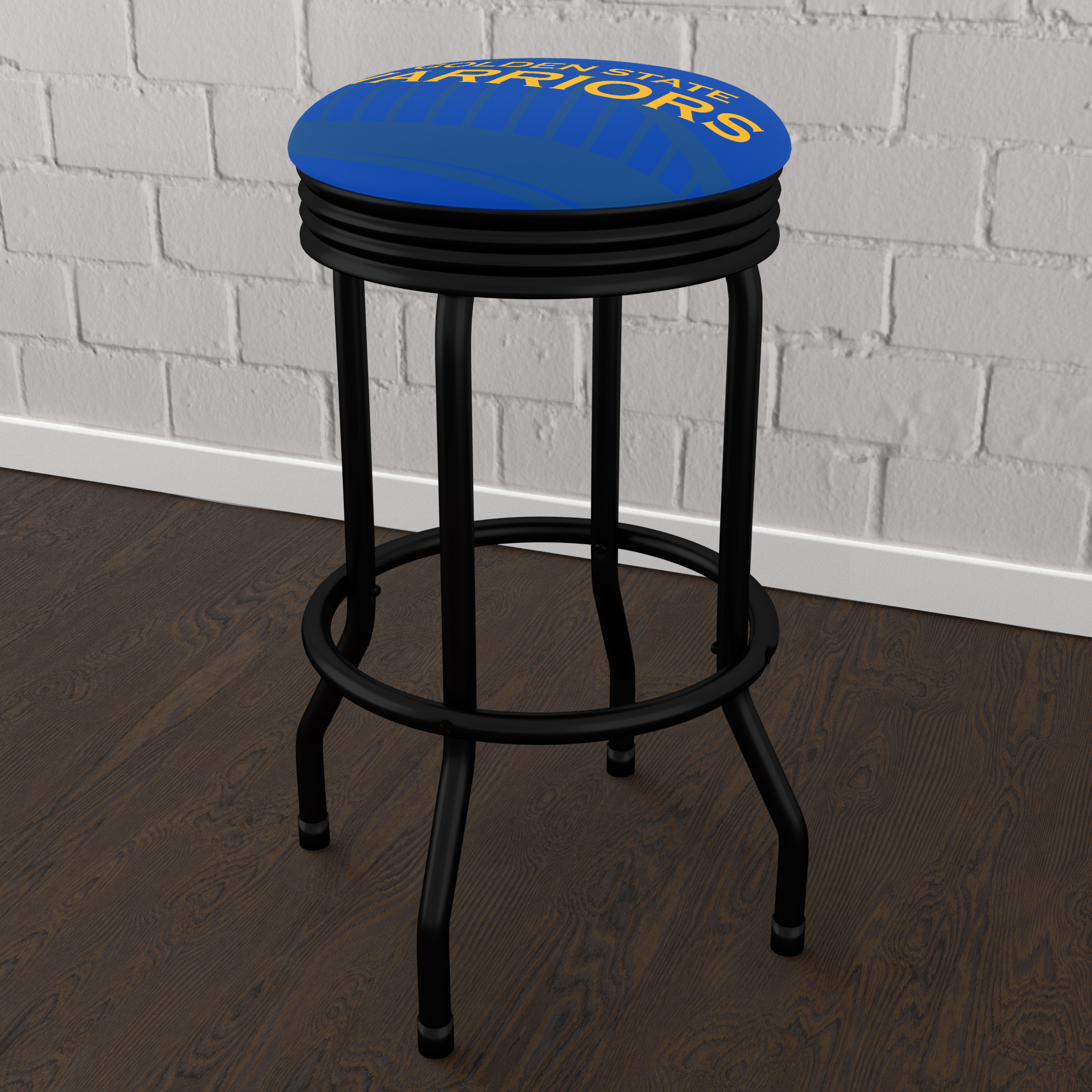 Trademark Gameroom Golden State Warriors Fade Black Ribbed Barstool