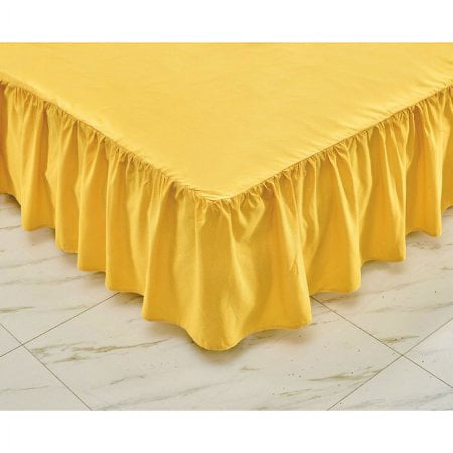 King Size Super Soft Solid Brushed Microfiber 14" Gathered Bed Skirt Yellow Color