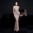 thumbnail image 2 of Vestido de noche elegante con escote largo y lentejuelas de diamante y cola de pez estilo reina para banquete, 2 of 2