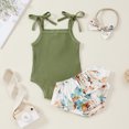 thumbnail image 3 of Seyurigaoka Baby Girl’s Suspender Jumpsuit and Flower Shorts with Headband, 3 of 9