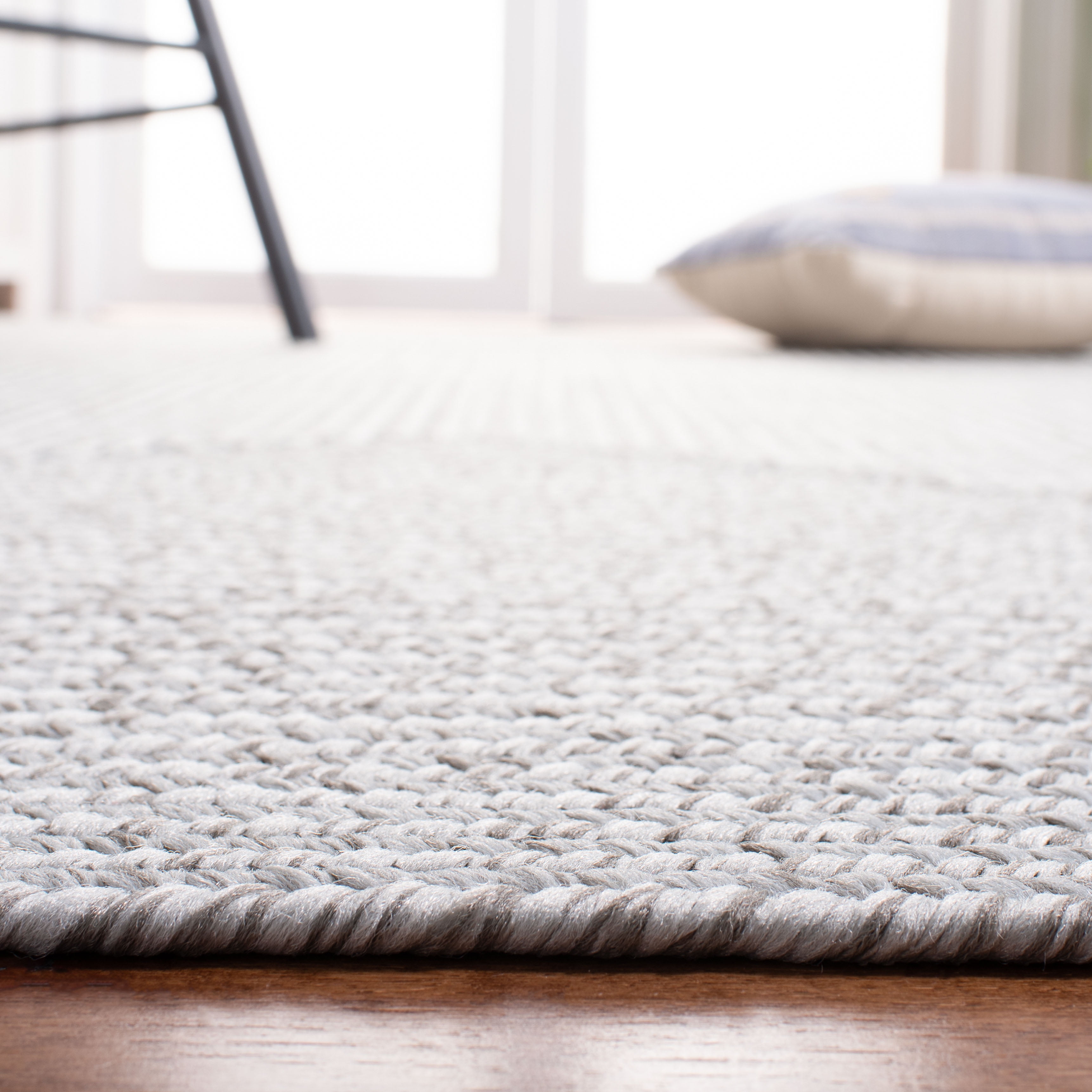 SAFAVIEH Braided Rishika Solid Machine Washable Reversible Runner Rug, Silver/Grey, 2'3" x 12'