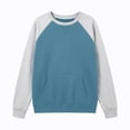 thumbnail image 6 of TKKCS Womens Raglan Crew Neck Sweatshirt Pullover Loose Fit Color Block Long Sleeve Casual Tops with Front Kangaroo Pocket Light Blue XL, 6 of 8