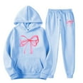 thumbnail image 4 of Valentine's Day 2 Piece Tracksuits for Women - Cute Funny Bow Graphic Hoodie Jogger Sweatset, 4 of 4