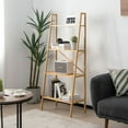 thumbnail image 5 of Barara King Bookcase, Storage Display Open Bookshelf,58 Inch 4-Tier Bamboo Ladder Bookshelf-Natural, 5 of 10