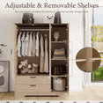 thumbnail image 4 of Brafabhome 62"H Wooden Armoire Wardrobe Closet with 2 Drawers, 3 Doors Modern Wardrobe Cabinet with Mirror and Adjustable Shelf for Clothes Coats | Nature(3 Set), 4 of 8