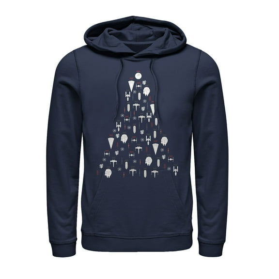 Men's Star Wars Christmas Galactic Ornaments Pull Over Hoodie Navy Blue 2X Large