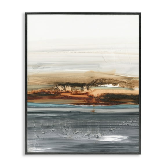 Stupell Industries Abstract Paint Streaked Sea Abstract Painting Black Framed Art Print Wall Art, 11 x 14