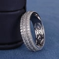 thumbnail image 4 of 14K White Gold Plated Three Row Men's Wedding Band Ring Round Cut Diamond, 4 of 4