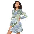 thumbnail image 3 of FORMRS Womens Long Sleeve Nightgowns Crew Neck Sleep Shirt Soft Pajamas Sizes S-3XL, Vibrant Hydrangeas Pattern, 3 of 8