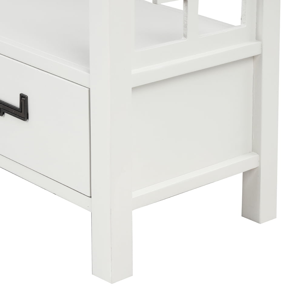 Lowestbest 36" Farmhouse Console Table, Solid Wood Sofa Table with Two Bottom Drawers, Narrow Side Cabinet for Entryway, White Lowestbest 36" Farmhouse Console Table, Solid Wood Sofa Table with Two Bottom Drawers, Narrow Side Cabinet for Entryway, White