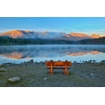thumbnail image 2 of Jaynes Gallery 32x23 White Modern Wood Framed Museum Art Print Titled - Canada-Alberta-Jasper National Park Bench overlooking lake and mountains at sunset, 2 of 4