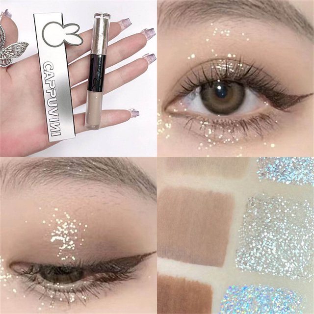 FSTDelivery Liquid Glitter Matte Eyeshadow Set, Shiny Liquid Eyeliner And Matte Velvet Cream Eyeshadow 2 In 1, Long Lasting Shimmer Matte Eyeshadow 5ml, Makeup Set Christmas Gift for Women