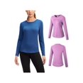 thumbnail image 4 of Women's Long Sleeve Compression Shirt Autumn Plus Velvet Yoga Gym Workout Fitness Running Sports T-shirt Quick-drying Stretch Top Base Layer, 4 of 5