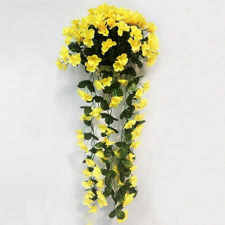 Arrangement Of Flower 30.5'' Artificial Flower Garland, JUSTDOLIFE Silk Flower Wisteria Violet Vine with Green Leaves Wall Hanging Plants Arrangements for Home Wedding Party Garden Decor Yellow ()