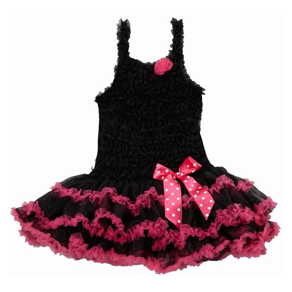 Wenchoice Black & Hot Pink Bow Ruffle Dress Girl's S(1T-2T)