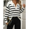 thumbnail image 6 of Sweaters for Women V Neck Long Sleeve Striped Knit Pullover Sweaters Tops Winter Sweaters Alsol Lamesa, 6 of 6