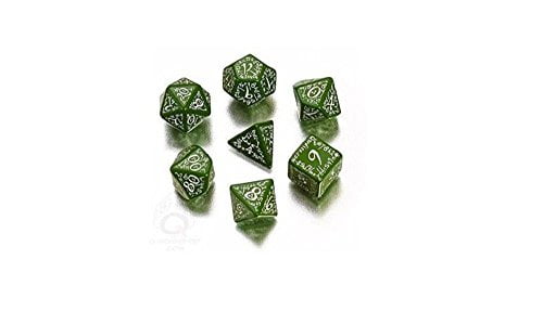 Green /& White Elvish dice set by Q-workshop