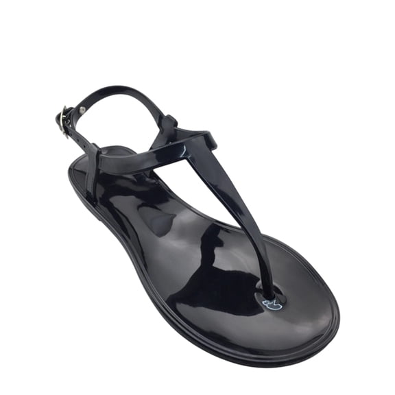 Jelly Sandals for Women Pearl Open Toe Flip Flops Summer Flat Beach Rain Shoes, 37