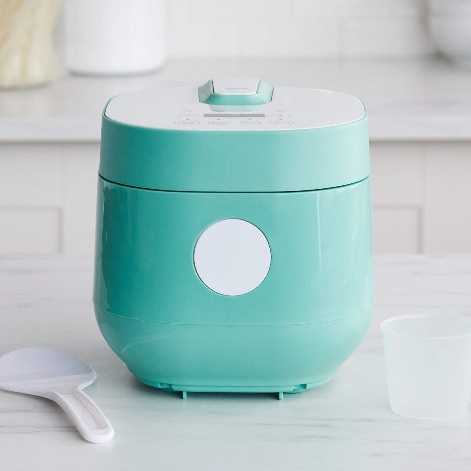 GreenLife 4 Cups Cooked, 2 Cups Uncooked Rice Cooker, Turquoise