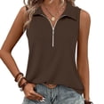 thumbnail image 2 of Admvng Womens Tank Top Sleeveless Half-Zip Collared Textured Casual Summer V-Neck Blouse, 2 of 7