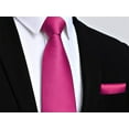 thumbnail image 3 of HISDERN Mens Solid Color Ties Formal Satin Necktie and Pocket Square Set Classic Tie Pink, 3 of 8