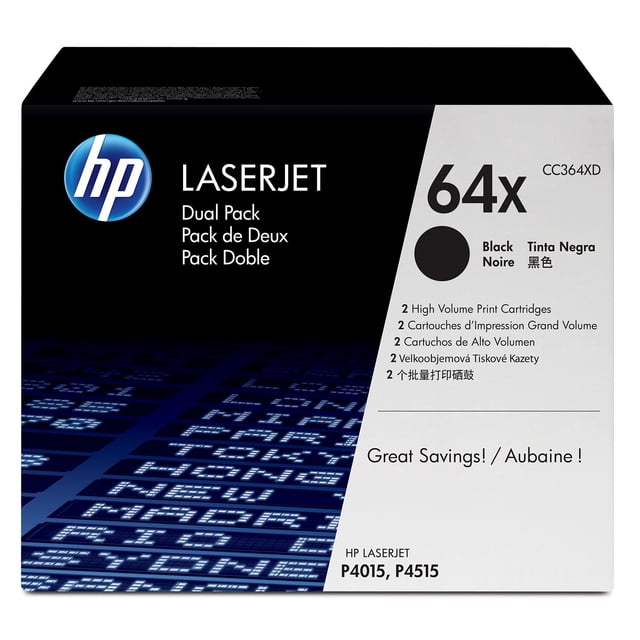 Cartucho de Toner HP Dual Pack Negro 64X LaserJet Original CC364XD